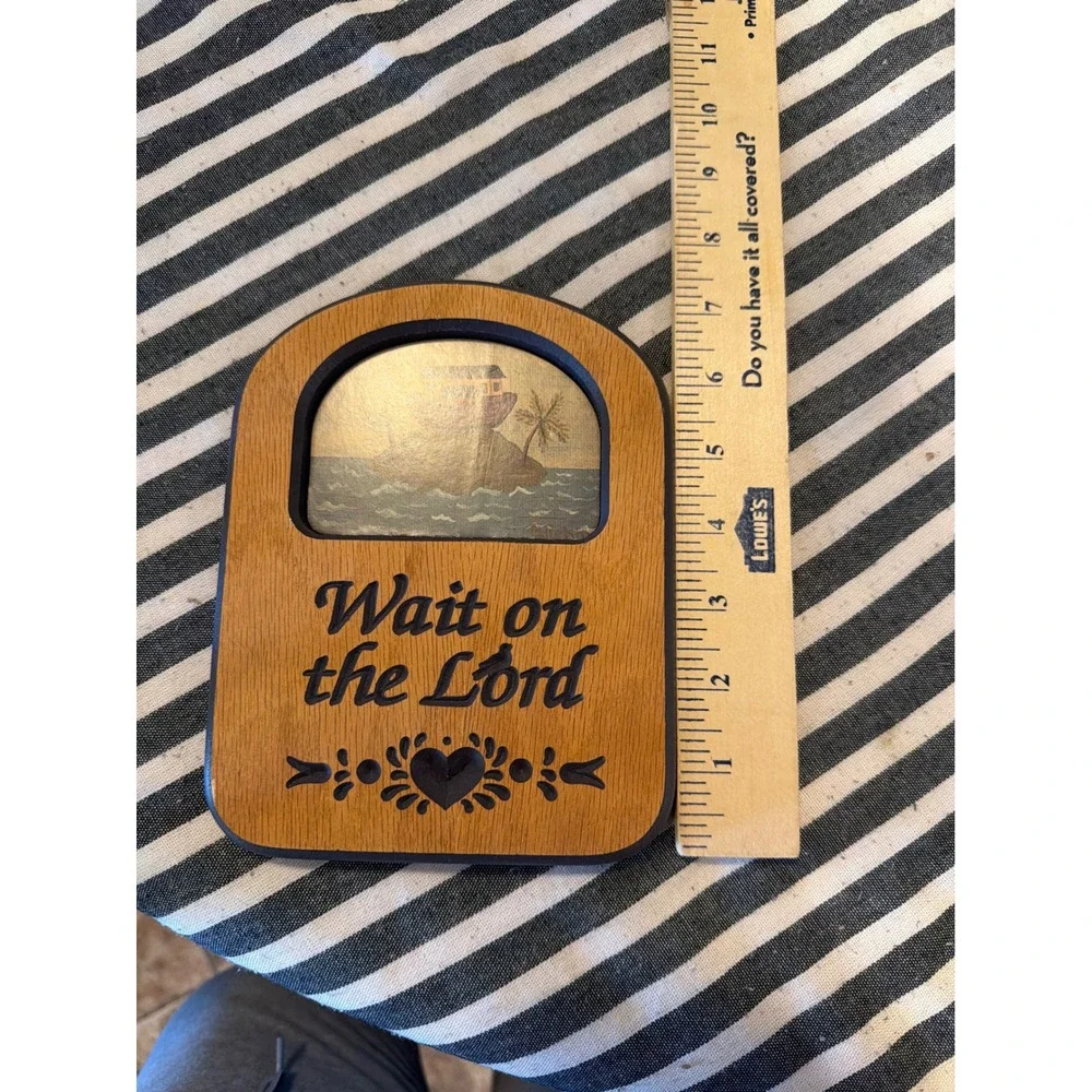 P Graham Dunn Wait On The Lord Noahs Ark Wood Wall Plaque Amish Country Folk Art